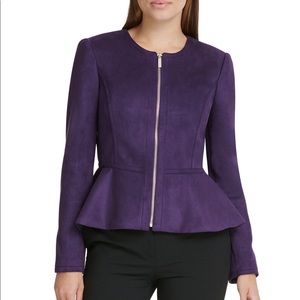 DKNY Purple Peplum Zipper Jacket/Blazer